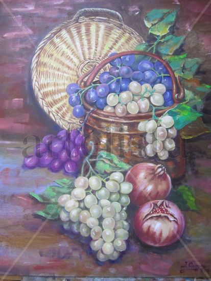 uvas y granadas Oil Canvas Still Life Paintings