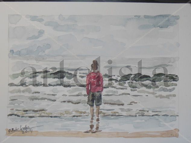 Mirando al mar Watercolour Paper Marine Painting