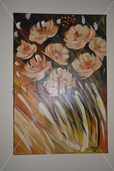 Pinceladas Salmón Acrylic Canvas Floral Painting