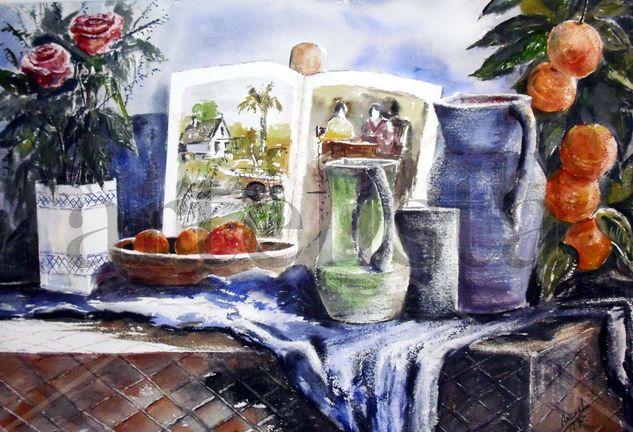 Rosas y Naranjas Watercolour Paper Still Life Paintings