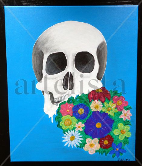 Skull&Flowers Otros Lienzo Floral