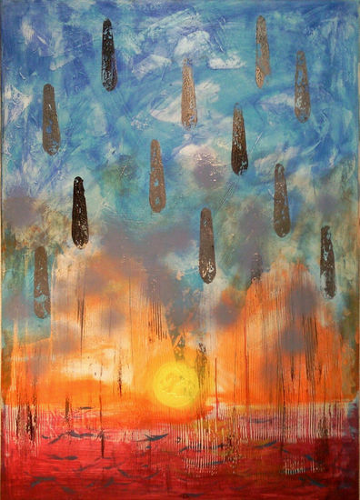 Rain cloudy sunrise Media Mixta Lienzo Otros