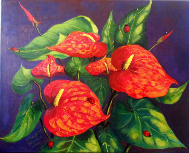 Anthurium flor Acrylic Canvas Floral Painting