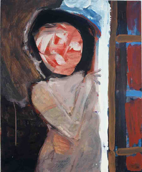 A figure standing in a door Oil Canvas Figure Painting