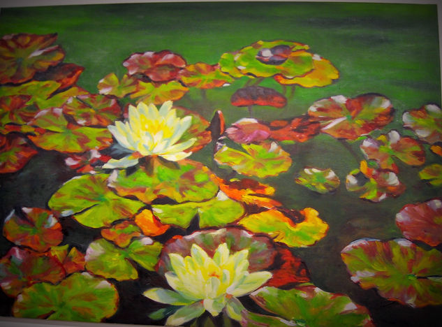 nenufares amarillas Oil Canvas Floral Painting