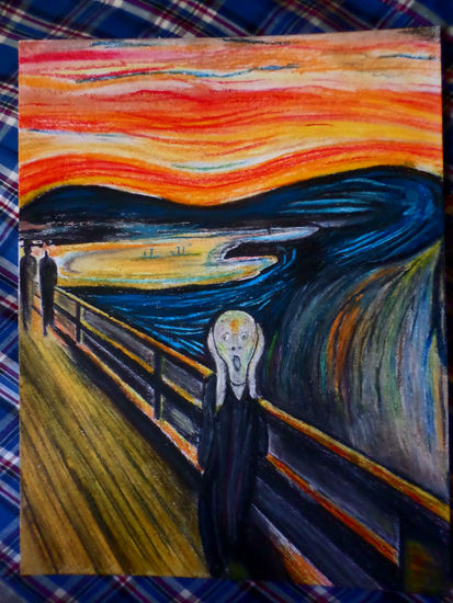 El grito (The scream, Edvard Munch) hecho a mano Pastel Cartulina Retrato