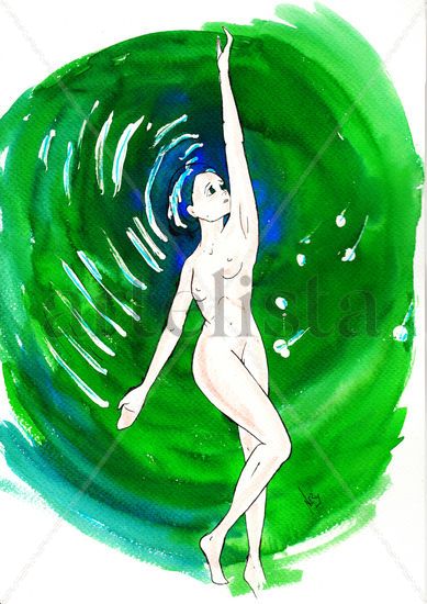 Chica 3 Watercolour Paper Nude Paintings