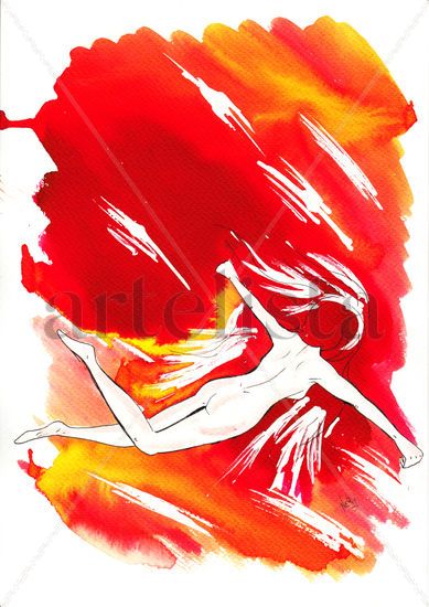 Chica 5 Watercolour Paper Nude Paintings