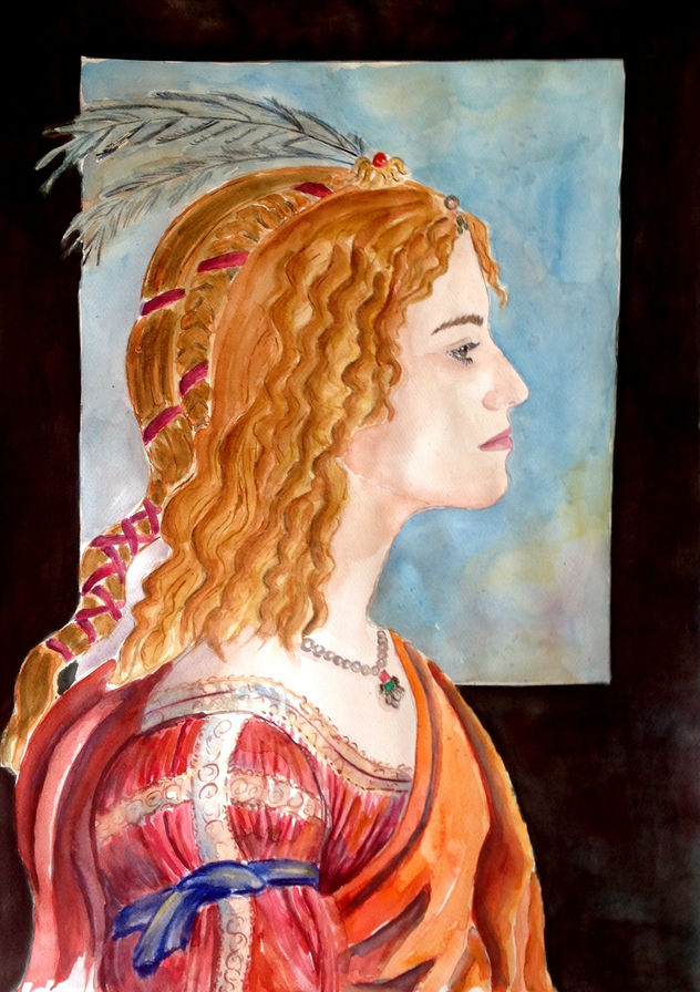 Retrato de Allende al estilo Bottichelli