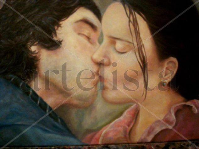 El beso Óleo Lienzo Retrato