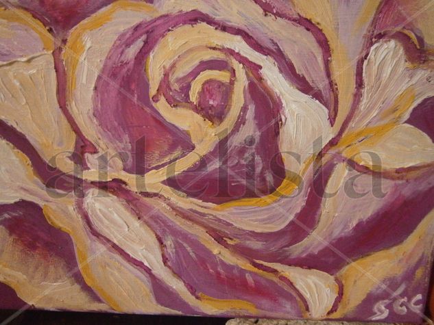 ROSA EN LILA Acrylic Canvas Floral Painting