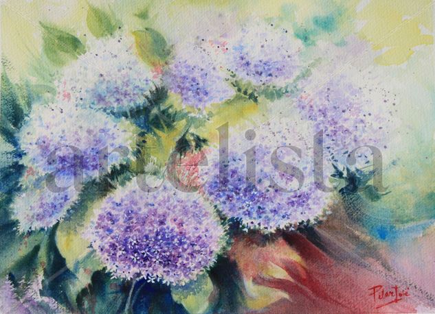 Hortensias Watercolour Paper Floral Painting