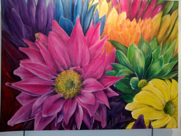 Puesto de flores Oil Canvas Floral Painting