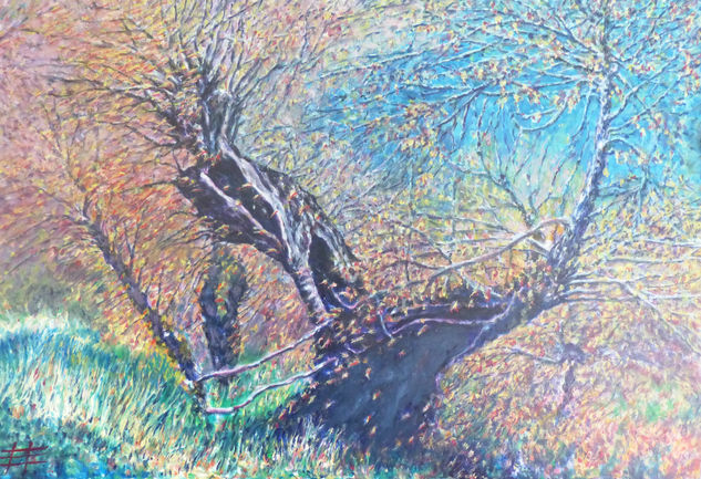 "Arbol en otoño". Óleo Lienzo Paisaje