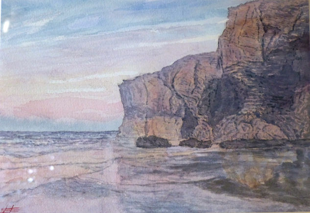 "Atardecer en las Catedrales" Watercolour Paper Marine Painting