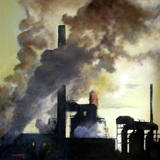 POLUCIÓN INDUSTRIAL Oil Canvas Landscaping