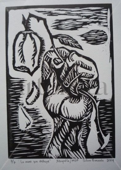 La mano que destruye Woodcut