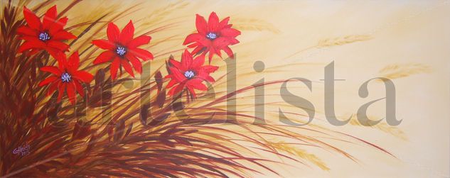 FLORECILLAS EN OCRES Acrylic Canvas Floral Painting