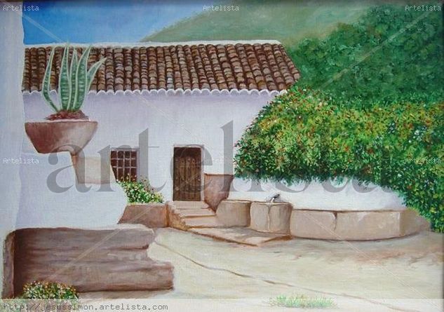 Casa  con pilar Óleo Lienzo Paisaje