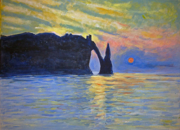 Puesta de sol en acantilado