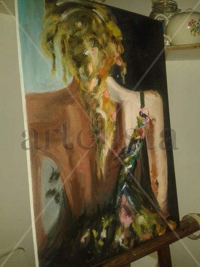 sensualidad y trenza Oil Canvas Portrait