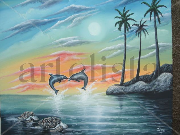 playa caletas, costa rica Acrylic Canvas Marine Painting