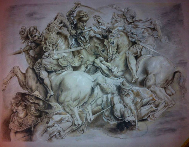 COPIA A MANO DE LEONARDO DA VINCI - BATALLA ANGHIARI
