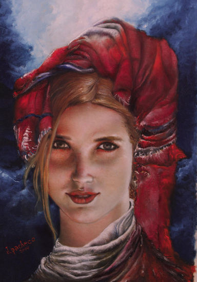 Joven Oxapampina Oil Canvas Portrait