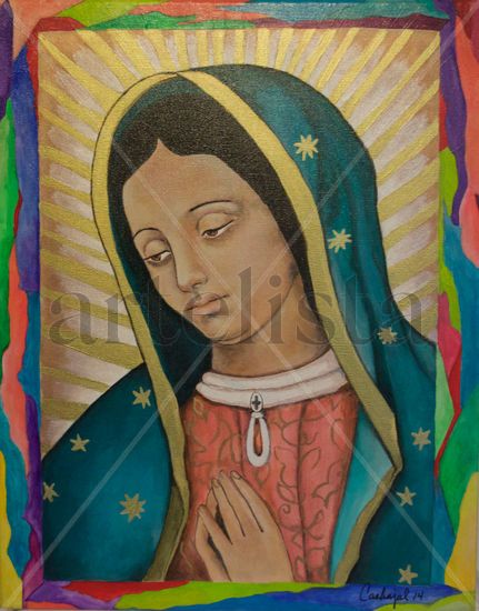 Guadalupana con Listones de Milagros Acrylic Canvas Figure Painting