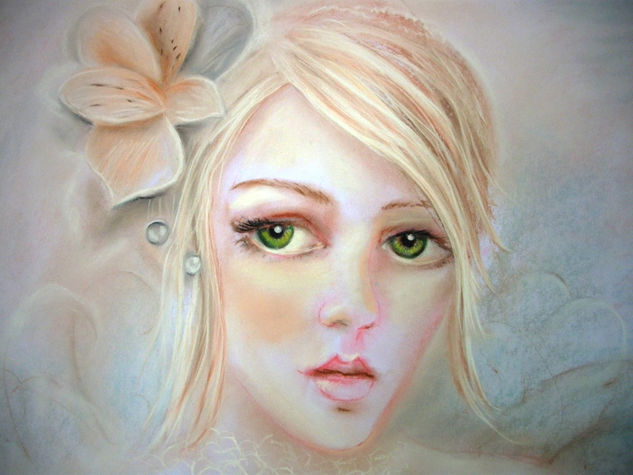 Hadita de los cielos grises Pastel Paper Portrait