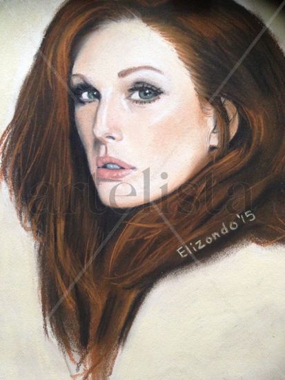 JULIANNE MOORE Pastel Papel Retrato