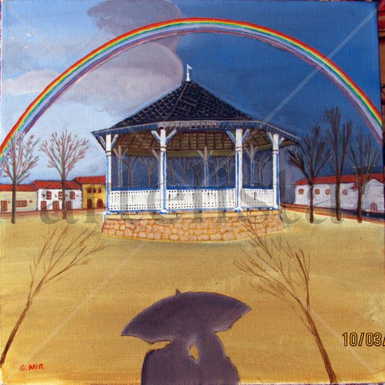 Admirando el arcoiris en Lectoure (FRancia) Acrylic Canvas Landscaping