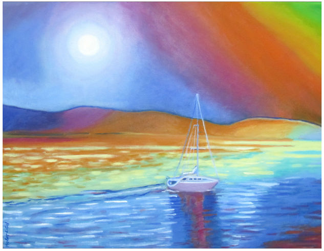 Atardecer en el Planeta Sartis Oil Canvas Marine Painting