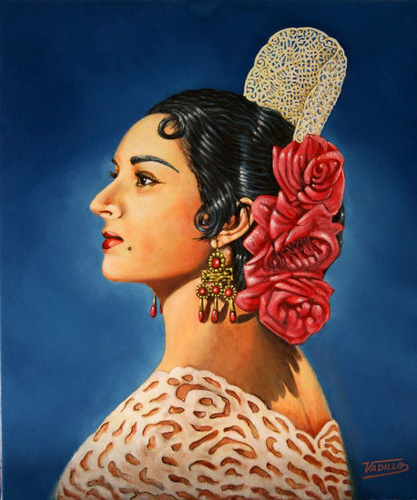 LOLA FLORES Oil Canvas Portrait