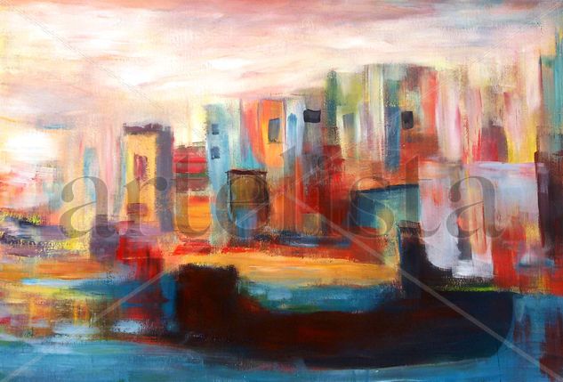 Ciudad con rio Acrylic Panel Others