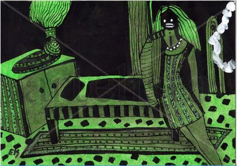 Mujer fondo verde