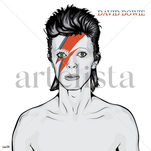 Retrato line art de David Bowie
