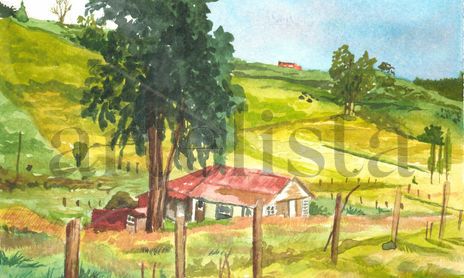 Paisaje costarricense en acuarela