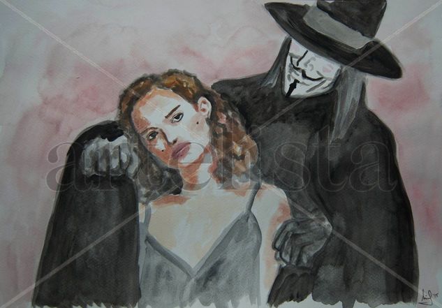 V de vendetta Watercolour Paper Portrait