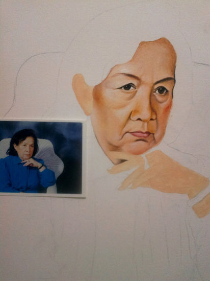 RETRATO FEMENINO EN PROCESO, EN ACRILICO Acrílico Lienzo Retrato