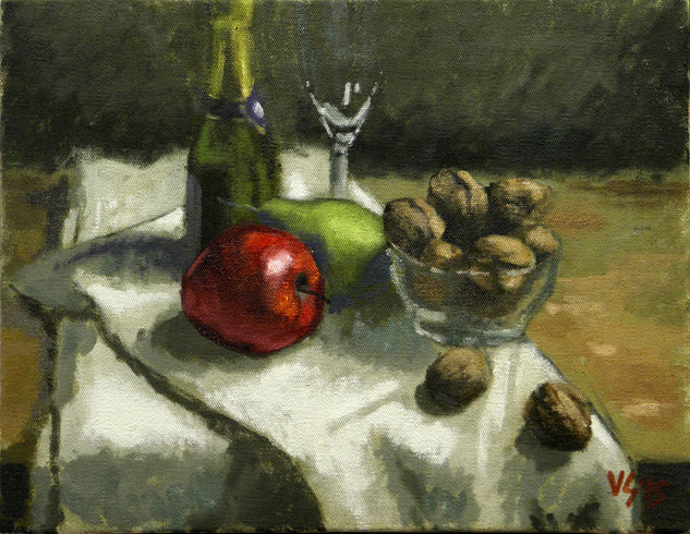 Bodegó de poma, pera i nous Oil Canvas Still Life Paintings