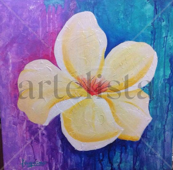 Flor Jazmin Mango Acrylic Canvas Floral Painting