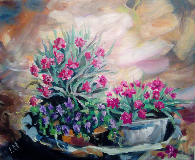 casi un jardin Acrylic Canvas Floral Painting