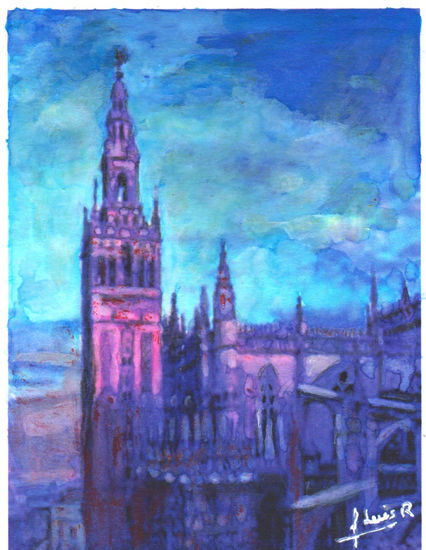 Giralda Media Mixta Papel Paisaje