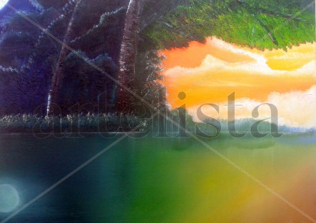 Entre la noche y el dia Oil Canvas Landscaping