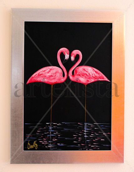 Flamencos Oil Canvas Animals