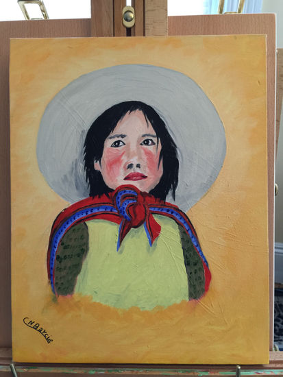 CHOLITA PERUANA Acrylic Canvas Portrait