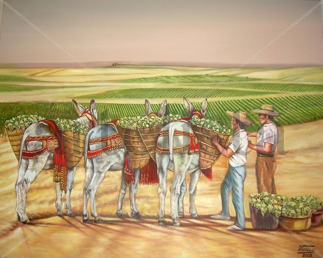 TRANSPORTANDO LA UVA Oil Canvas Landscaping