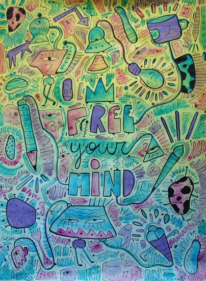 Free your mind Acrílico Papel Otros