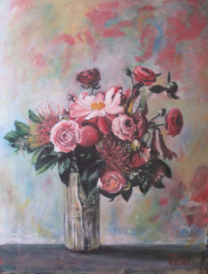 PRIMAVERA EN CASA Oil Canvas Floral Painting